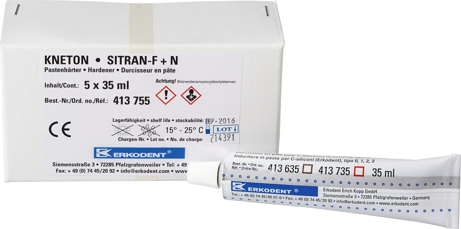 KNETON und SITRAN Härterpaste Packung 5 x 35 ml, rot