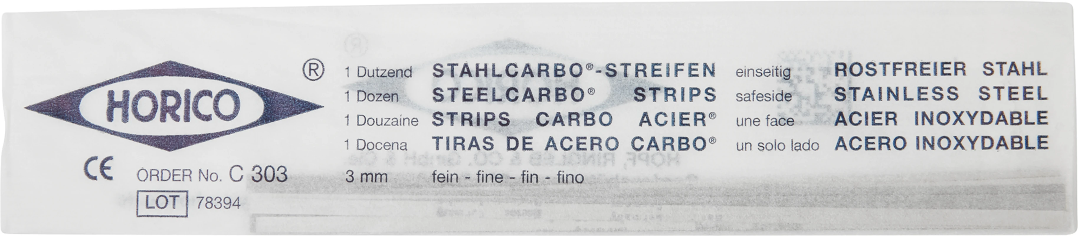 Stahlcarbo® Streifen Packung 12 Stück rot, einseitig, 3 mm breit, Stärke 0,09 mm
