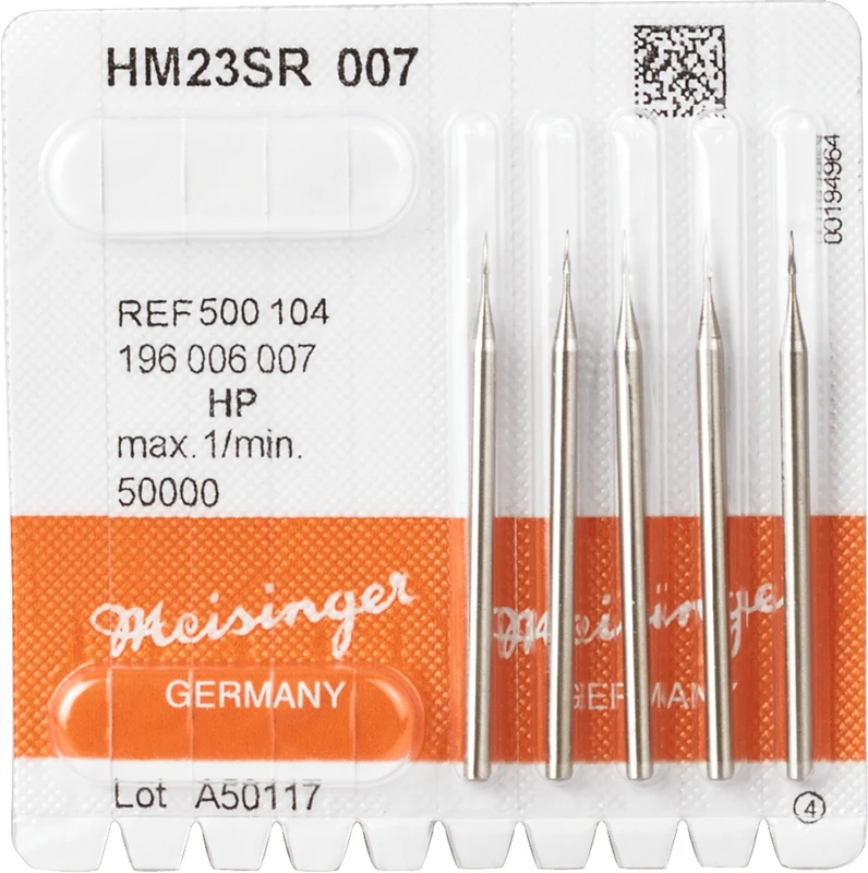HM Fissurenbohrer 23 Packung 5 Stück HP, Figur 196 konisch spitz, 3,6 mm, ISO 007