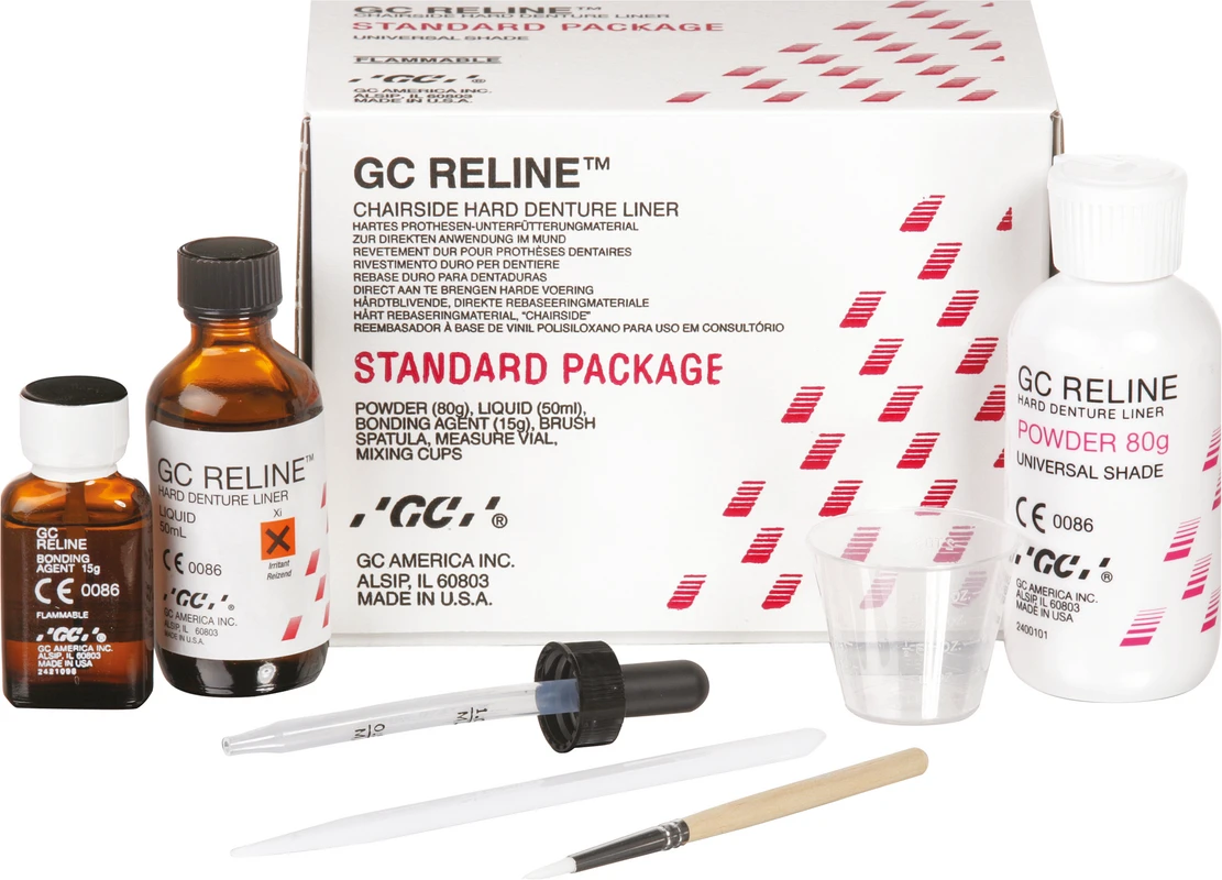 GC RELINE™ Einführungspackung 80 g Pulver rosa universal, 50 ml Flüssigkeit, Zubehör