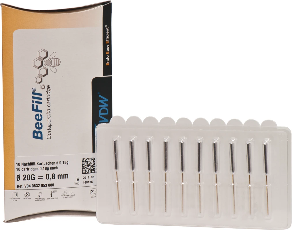 BeeFill Guttapercha Kartuschen Packung 10 x 0,18 g Kartuschen, &Oslash; 0,8 mm