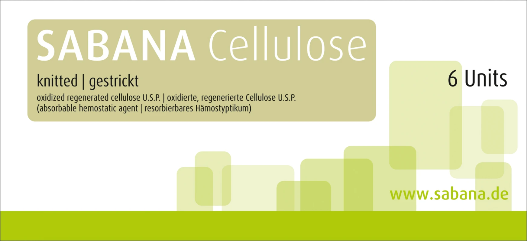 SABANA® Cellulose Packung 6 Stück gestrickt, 1,3 x 5,1 cm