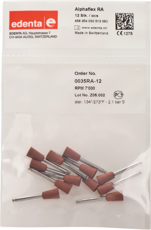 Alphaflex Packung 12 Stück braun, RA, Figur 030, 10 mm, ISO 060