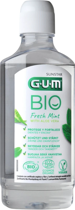 GUM® BIO Mundspülung Flasche 500 ml, Pfefferminzgeschmack