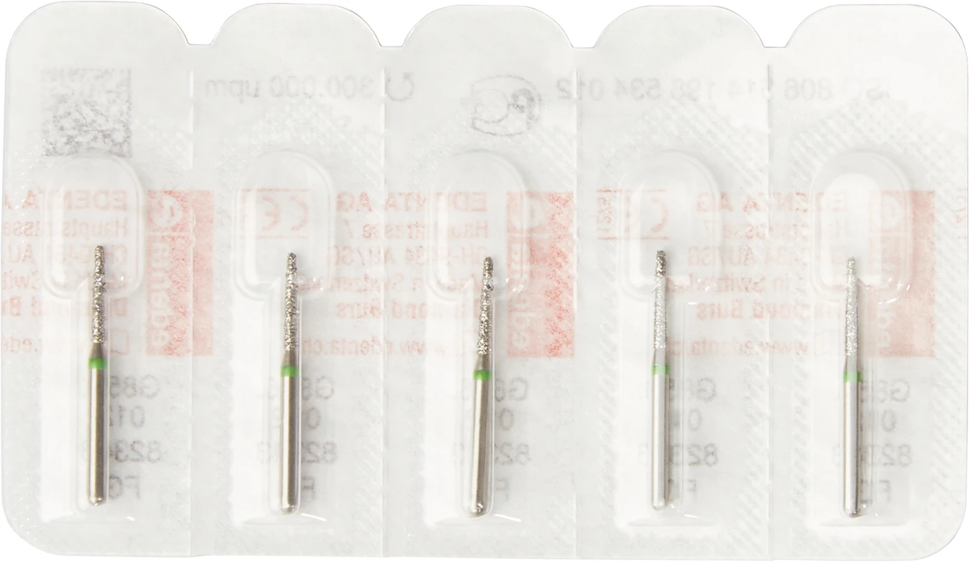 Diamanten 856 Packung 5 Stück grün grob, FG, Figur 198 Konus rund, 8 mm, ISO 012