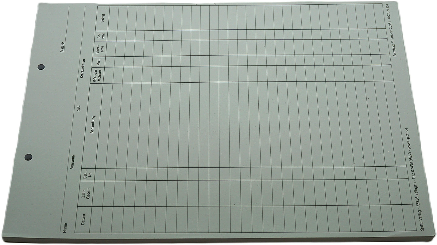 Krankenblatt P1 Spitta Verlag