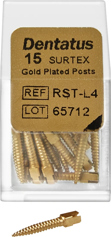 Classic Surtex vergoldete Wurzelstifte Packung 15 Stück 11,8 mm, Ø 1,5 mm, Größe 4