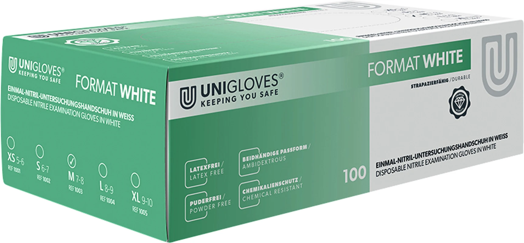 FORMAT Packung 100 Stück puderfrei, weiß, M