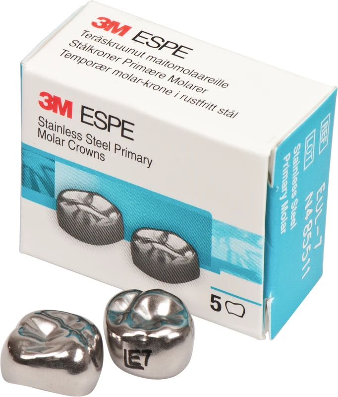 Edelstahlkronen Packung 5 Stück E-UL-7, für Milchmolaren