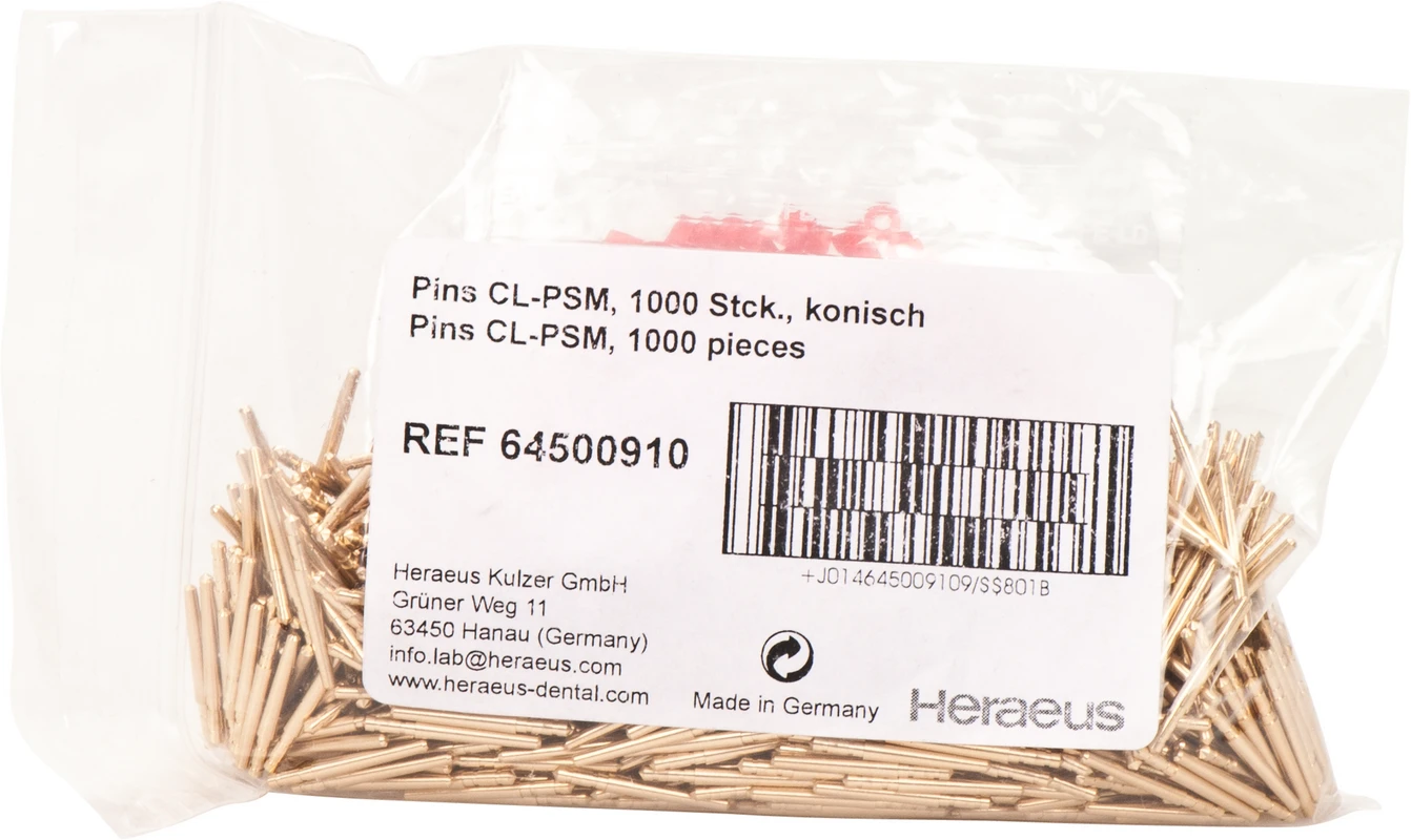 Heraeus Pin-System Packung 1.000 konische Pins, messing