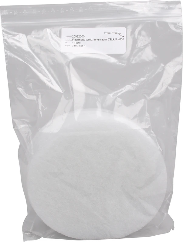 Filtermatte Packung 5 Stück Innenraum, Ø 200 mm, rund, weiß