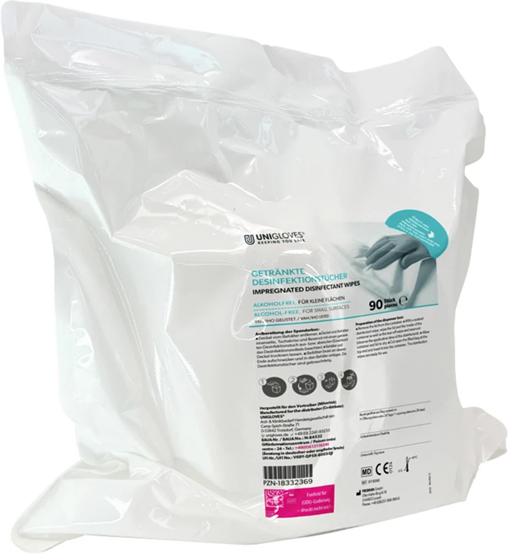 UNIGLOVES Desinfektionstücher getränkt alkoholfrei Unigloves