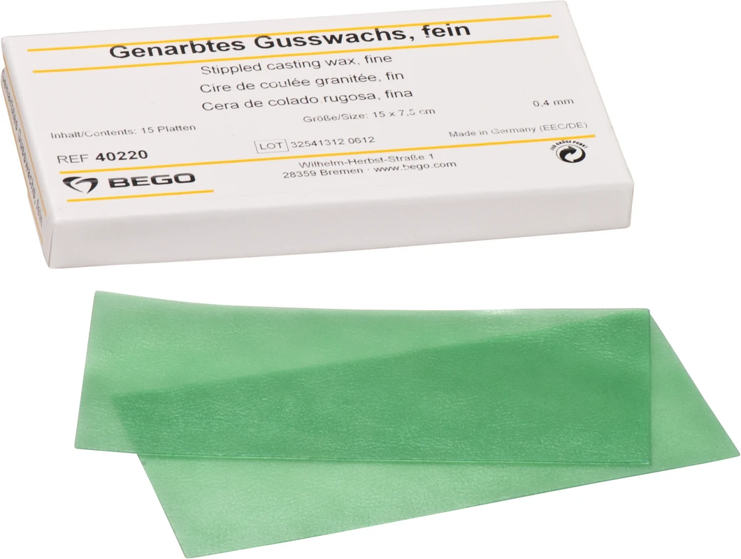 Gusswachs genarbt Packung 15 Stück grün, fein, Stärke 0,4 mm