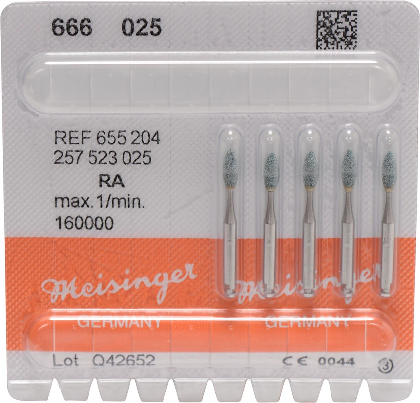 Keramische Schleifer 666 Packung 5 Stück grün mittel, RA, Figur 257, 6,5 mm, ISO 025