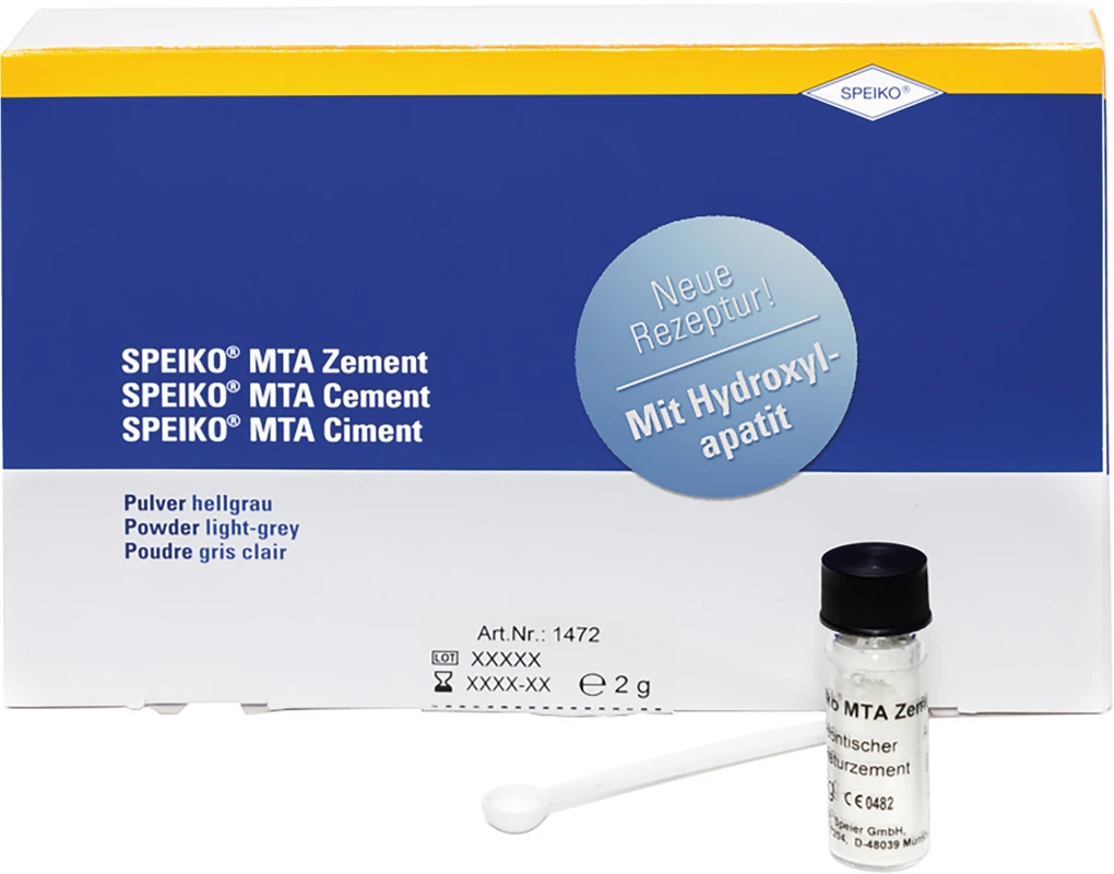 SPEIKO® MTA Zement Packung 2 g Pulver mit Hydroxylapatit, hellgrau, 1 Dosierlöffel