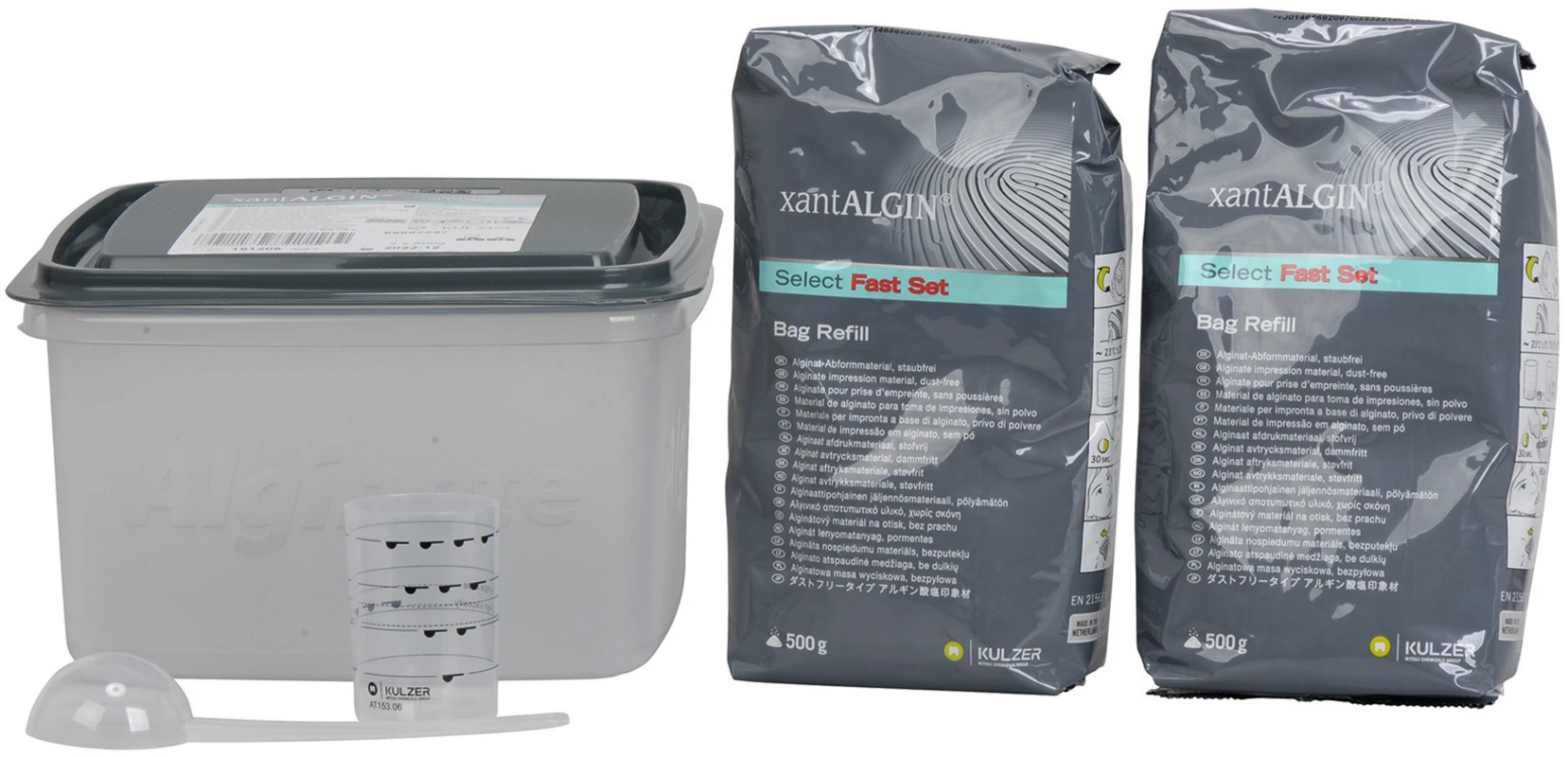 xantALGIN® Select Klinikpackung 2 x 500 g Beutel Pfefferminze, 1 Vorratsbox, 1 Messbesteck