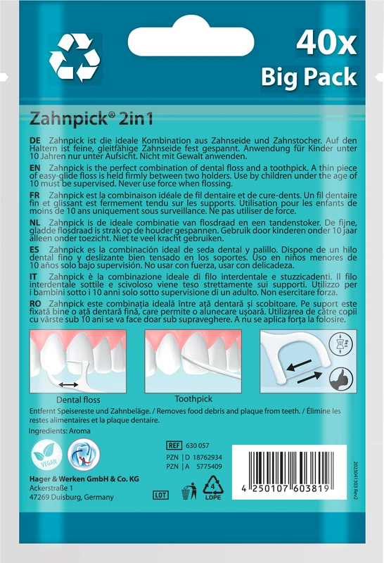Zahnpick Packung 40 Stück