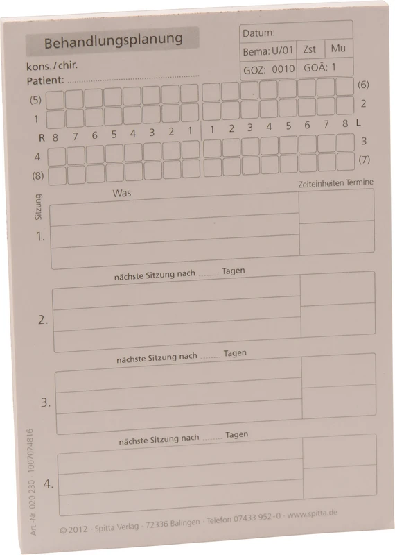 Behandlungsplanung kons./chir. Stück 100 Blatt