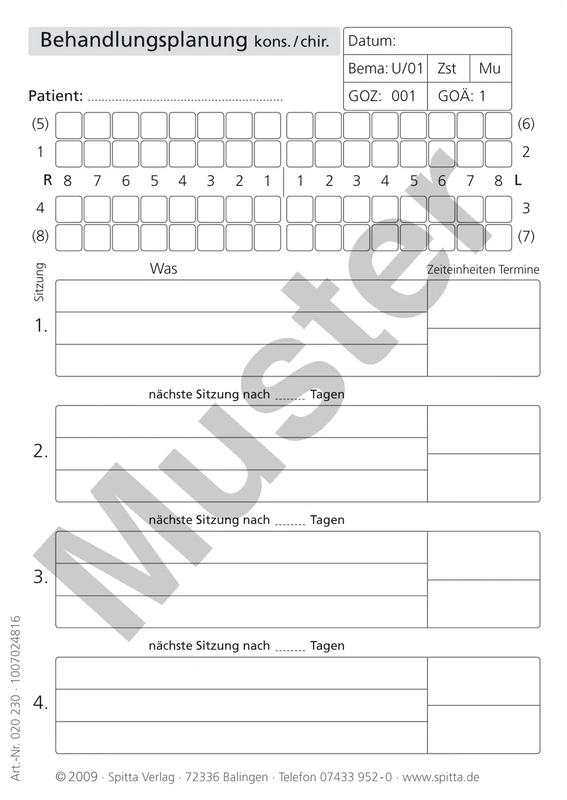 Behandlungsplanung kons./chir. Stück 100 Blatt
