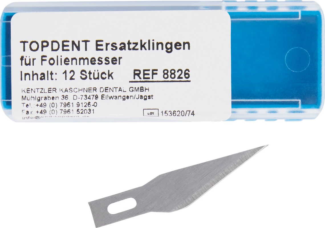Ersatzklingen für TOPDENT Folienmesser Packung 12 Stück 08826 Ersatzklingen für TOPDENT Folienmesser Kentzler-Kaschner