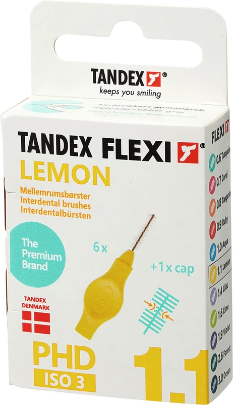 FLEXI® Interdentalbürsten PHD Packung 6 Stück lemon, PHD 1.1 (Ø 0,7 mm), ISO 3