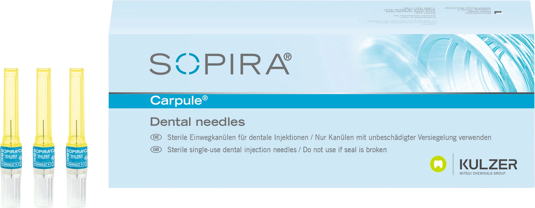 SOPIRA® Carpule® Kanülen Refill Packung 100 Stück für 30G, 12 mm, langer Anschliff, blau, Typ Injektion Intraligamentär