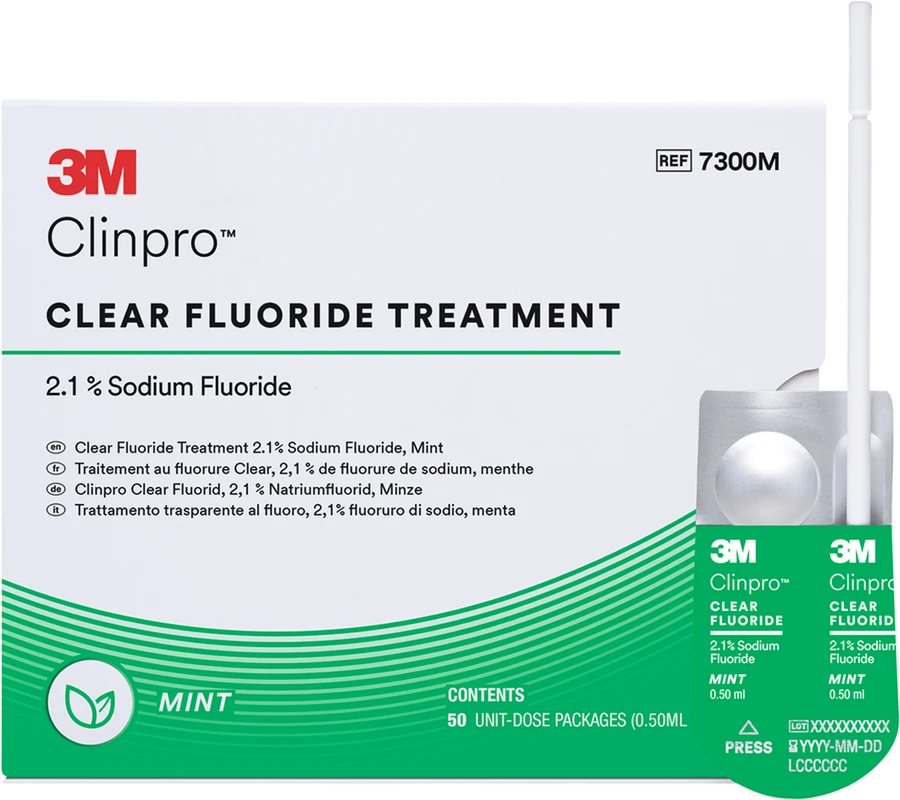 Clinpro™ Clear Fluorid Packung 50 x 0,5 ml Single Dose Mint, Zubehör