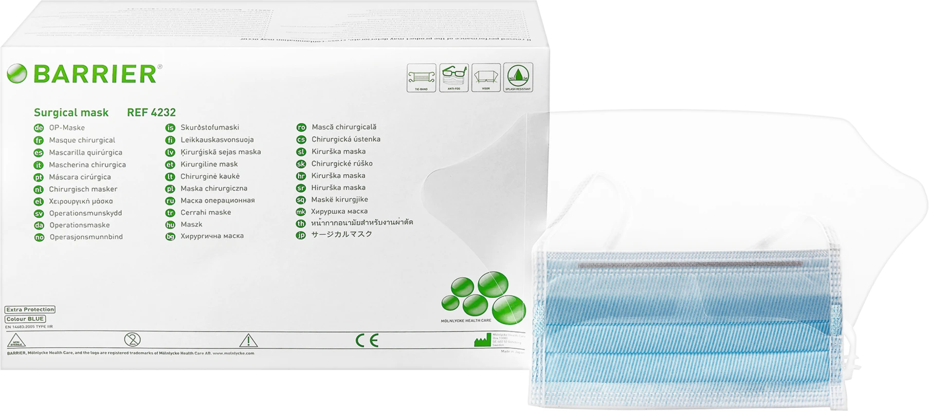 BARRIER® OP-Maske Extra Protection Karton 10 x 50 Stück violett, antifog