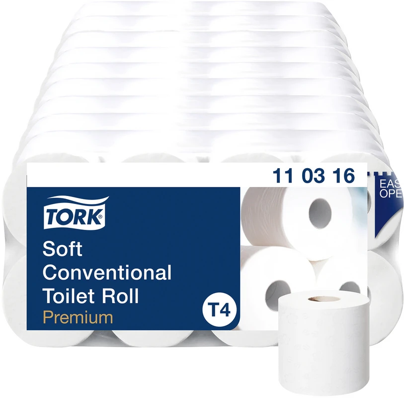 TORK® Premium Kleinrollen Toilettenpapier extra weich  Karton 9 x 8 Rollen 27,5 m, 3-lagig, 11 x 9,4 cm, weich, geprägt, weiß