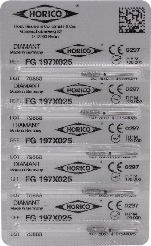 Diamantschleifer 197 Packung 5 Stück schwarz x-grob, FG, Figur 197, 7 mm, ISO 025