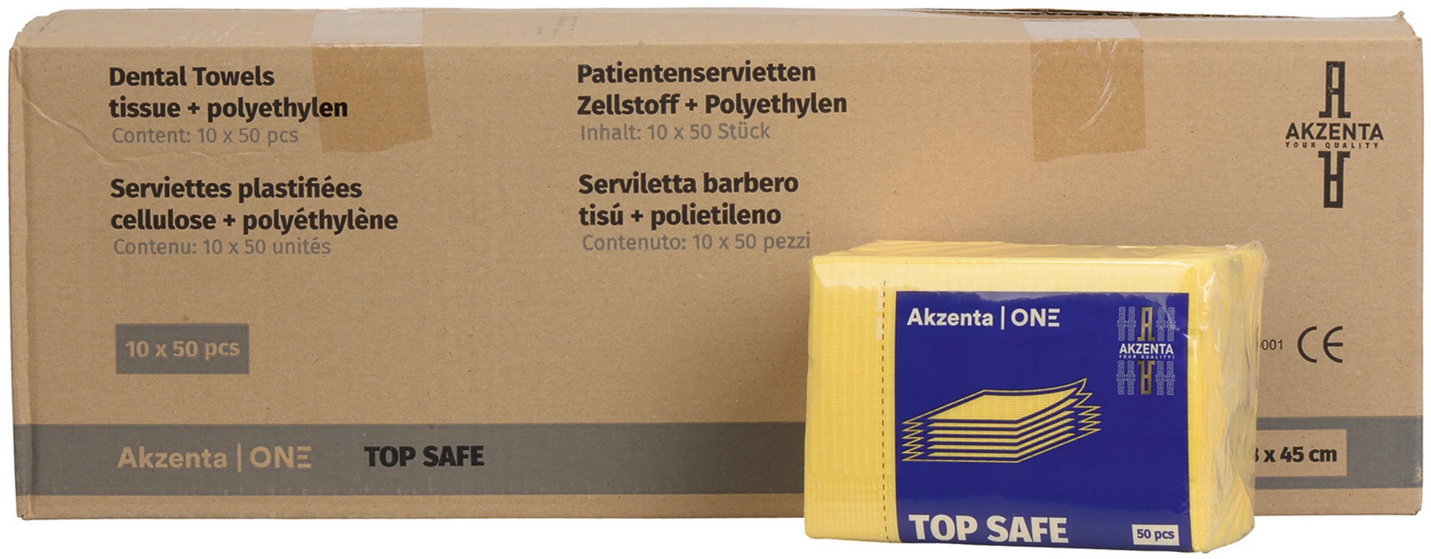 TOP SAFE Patientenservietten Karton 10 x 50 Stück gelb, 33 x 45 cm, 2-lagig