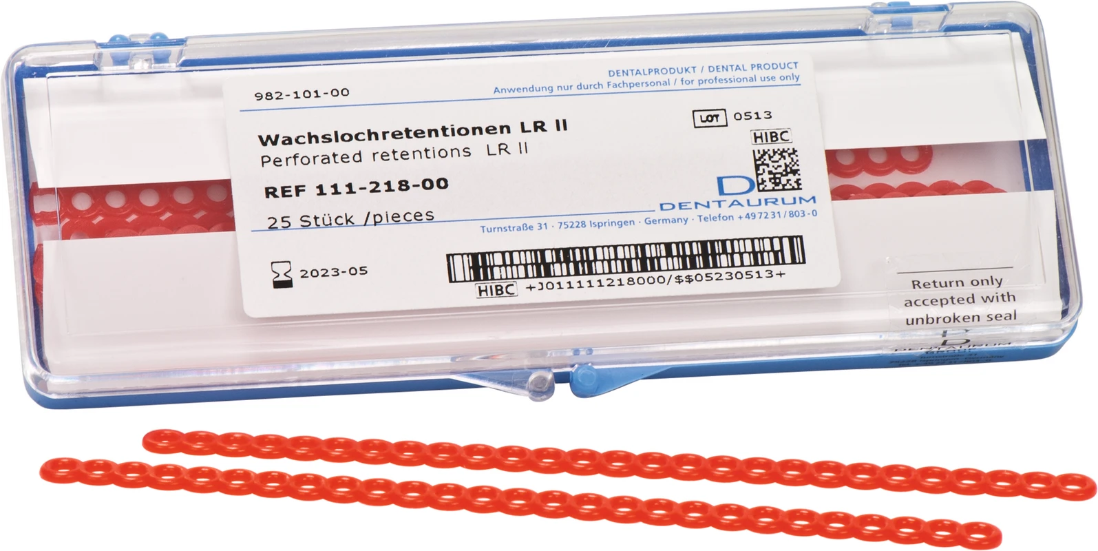 Wachslochretentionen Packung 25 Stück rot, doppelt LR I, Standard Wachslochretentionen Dentaurum