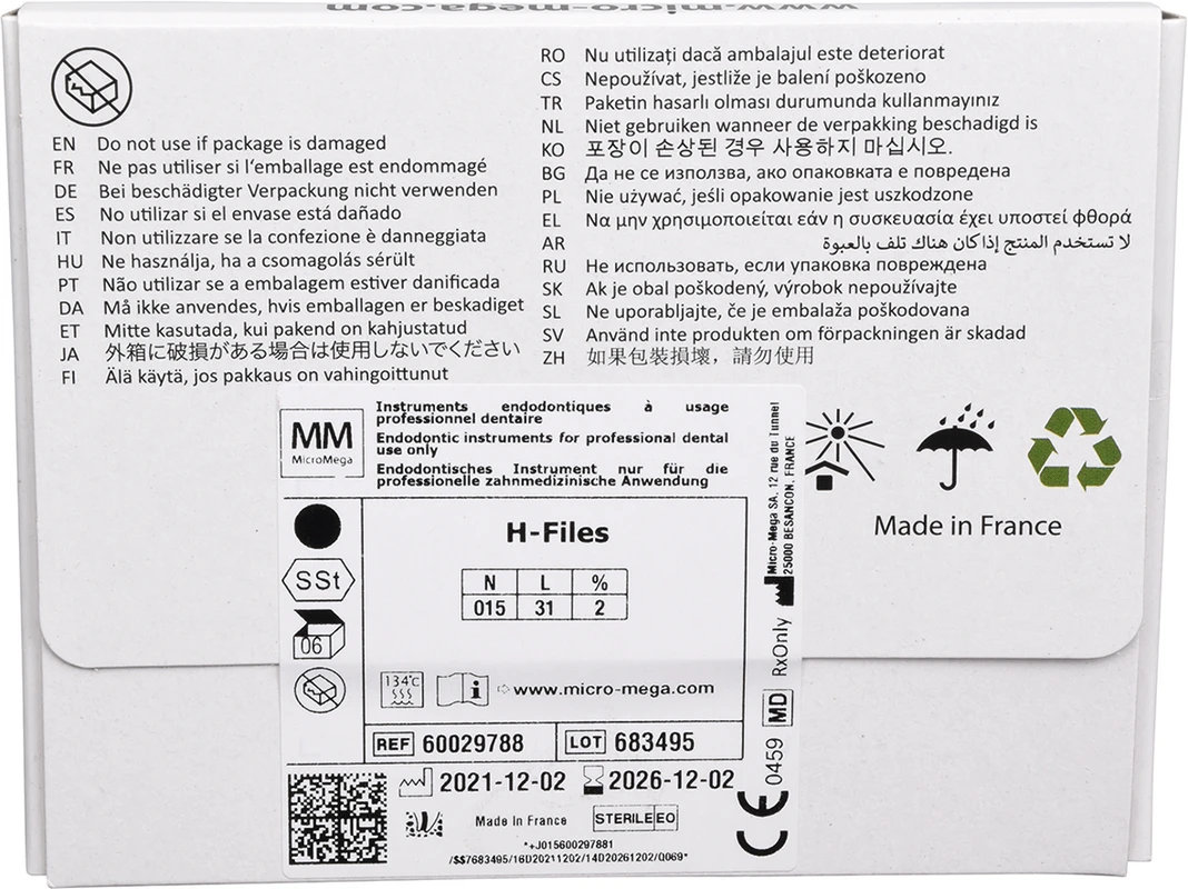B6 H-Files Packung 6 Stück 31 mm, ISO 015