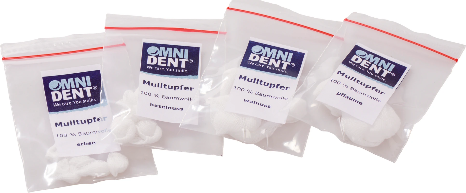 Omni Mulltupfer Muster 4 Beutel (Erbse, Haselnuss, Walnuss, Pflaume)