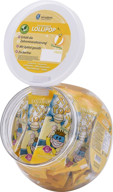 XyliPOP® Lollipop Bonboniere 25 x 6 g Stück Banane