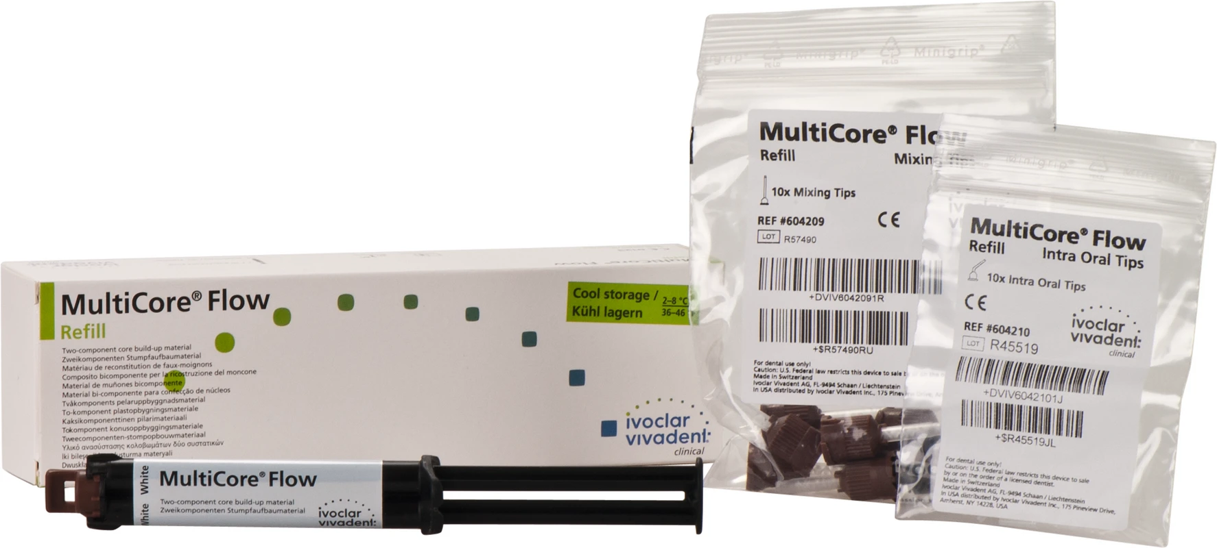 MultiCore® Flow Packung 10 g Spritze weiß, Zubehör
