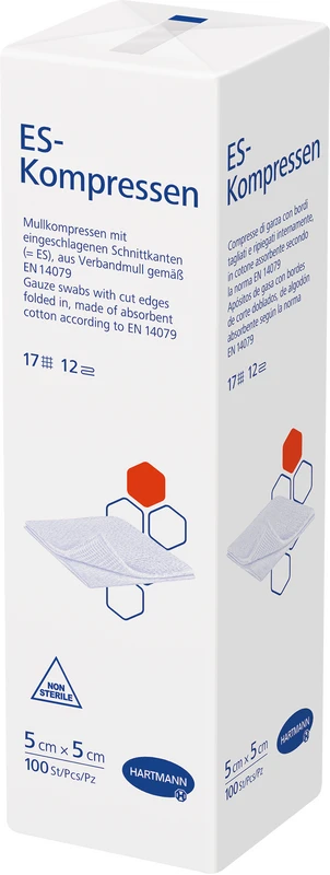 ES-Kompressen unsteril Packung 100 Stck 5 x 5 cm, 12-fach gelegt