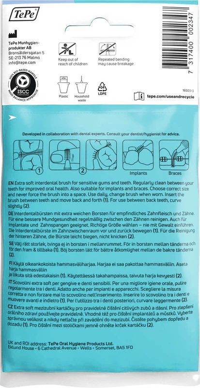 TePe® Interdentalbürsten Extra Soft Packung 8 Stück blau, Ø 0,6 mm