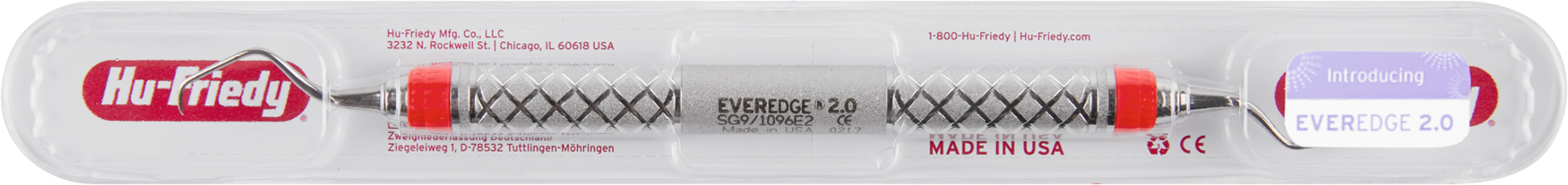 Küretten Gracey Standard EverEdge™ 2.0 Stück Figur 9/10, Griff #9, rot