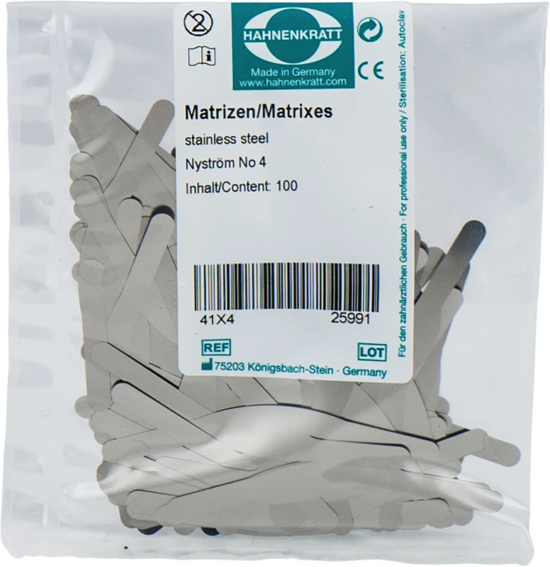 Matrizen nach Nyström Packung 100 Stück Stärke 0,04 mm Nr. 4
