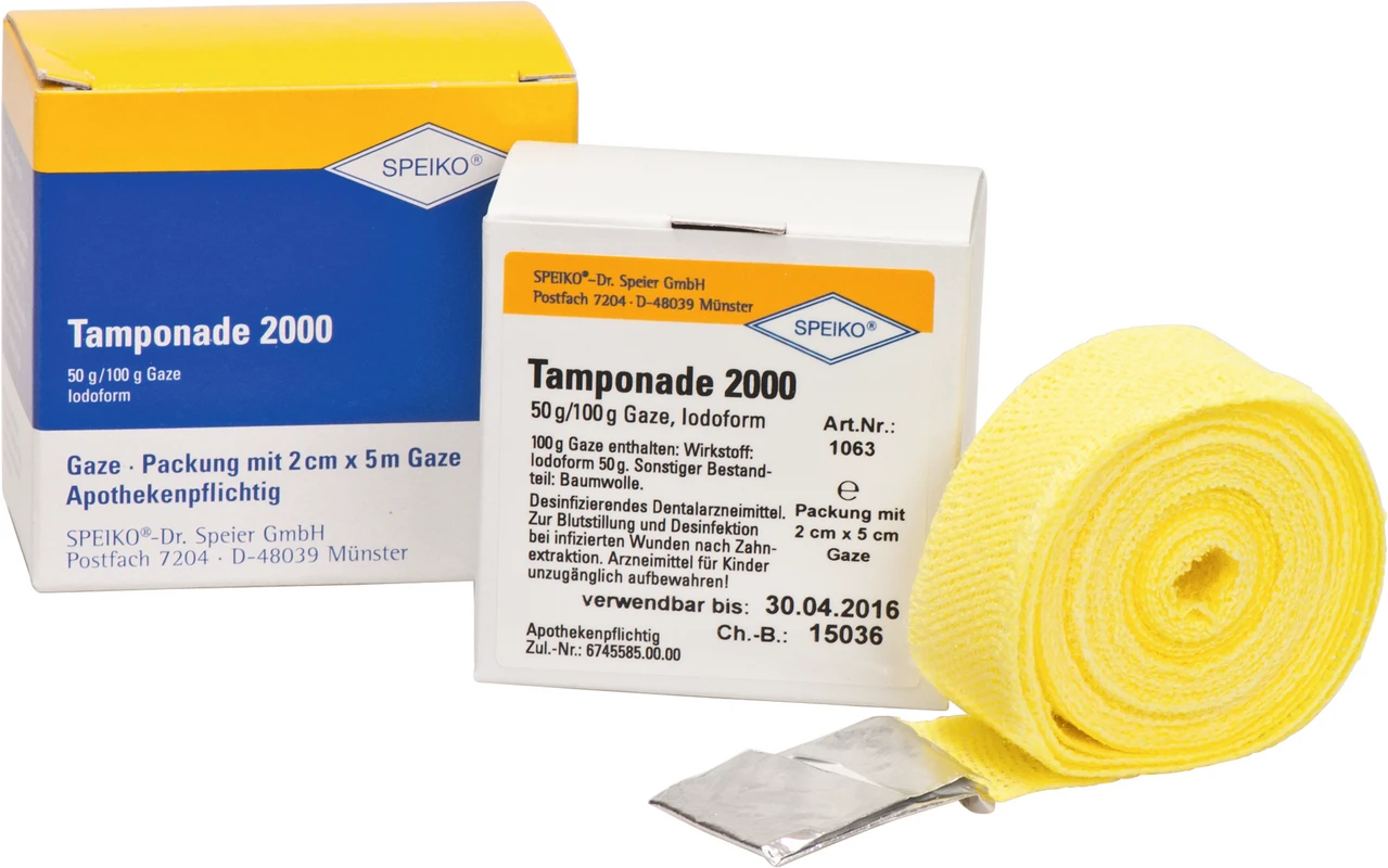 Tamponade 2000 Iodoformgetränkt Packung 5 m Tamponade 2 cm