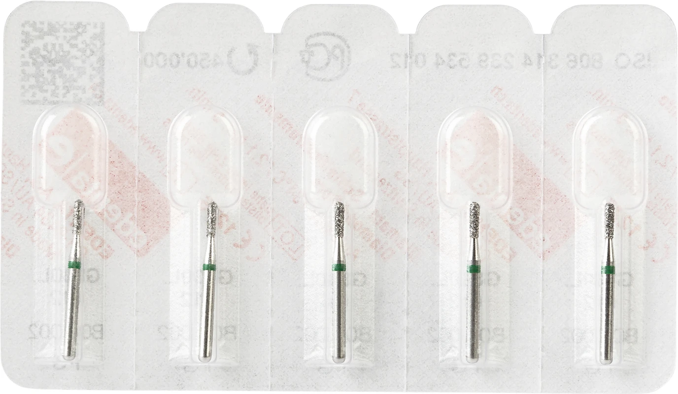 Diamanten 830L Packung 5 Stück grün grob, FG, Figur 239 Birne lang, 4 mm, ISO 012