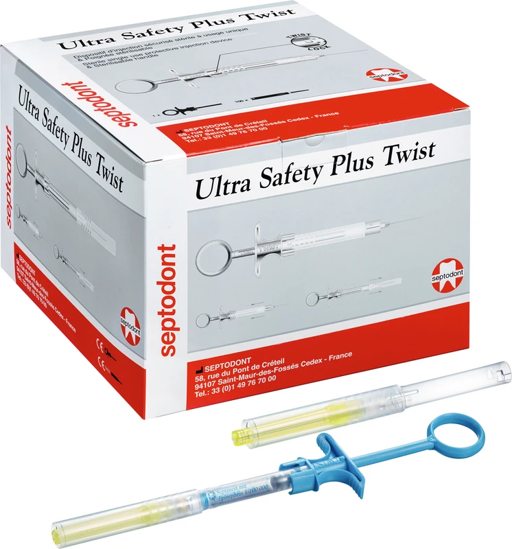 Ultra Safety Plus Twist Packung 100 Injektionssysteme, 1 Mehrweghandstück, Gr. G27 lang 0,4 mm x 35 mm