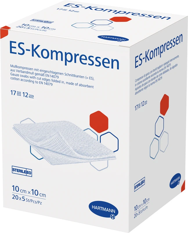 ES-Kompressen steril Packung 20 x 5 Stück 10 x 10 cm, 12-fach gelegt