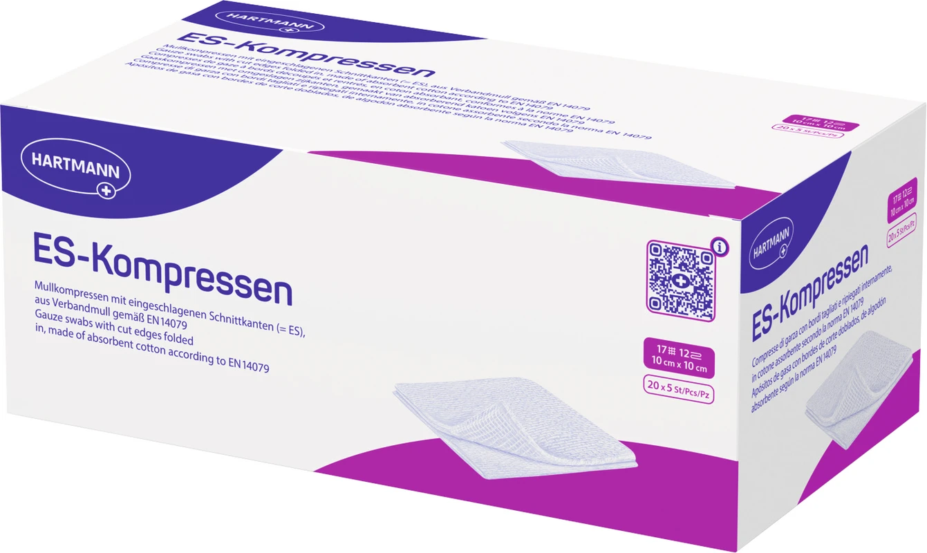 ES-Kompressen steril Packung 20 x 5 Stück 10 x 10 cm, 12-fach gelegt