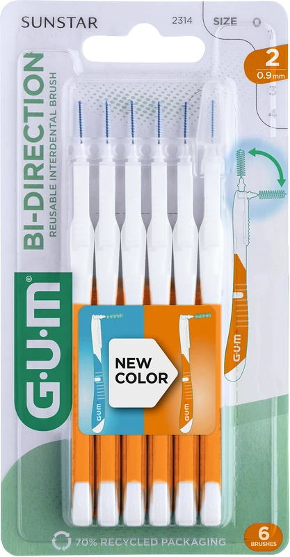 GUM® BI-DIRECTION Packung 6 Stück orange, Kerze, &Oslash; 0,9 mm