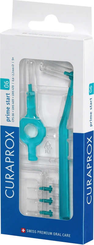 CURAPROX CPS prime start Packung 5 Bürsten 06 türkis, Ø 2,2 mm, 2 Halter (UHS 409, UHS 470)