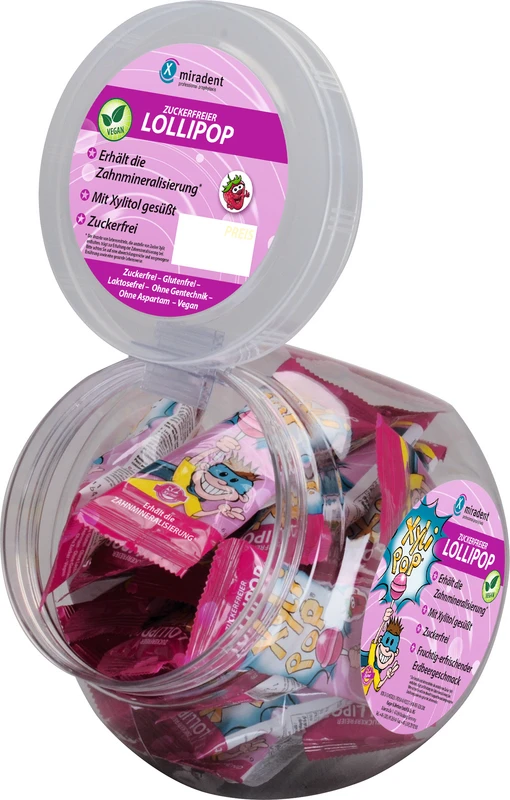 XyliPOP® Lollipop Bonboniere 25 x 6 g Stück Erdbeere