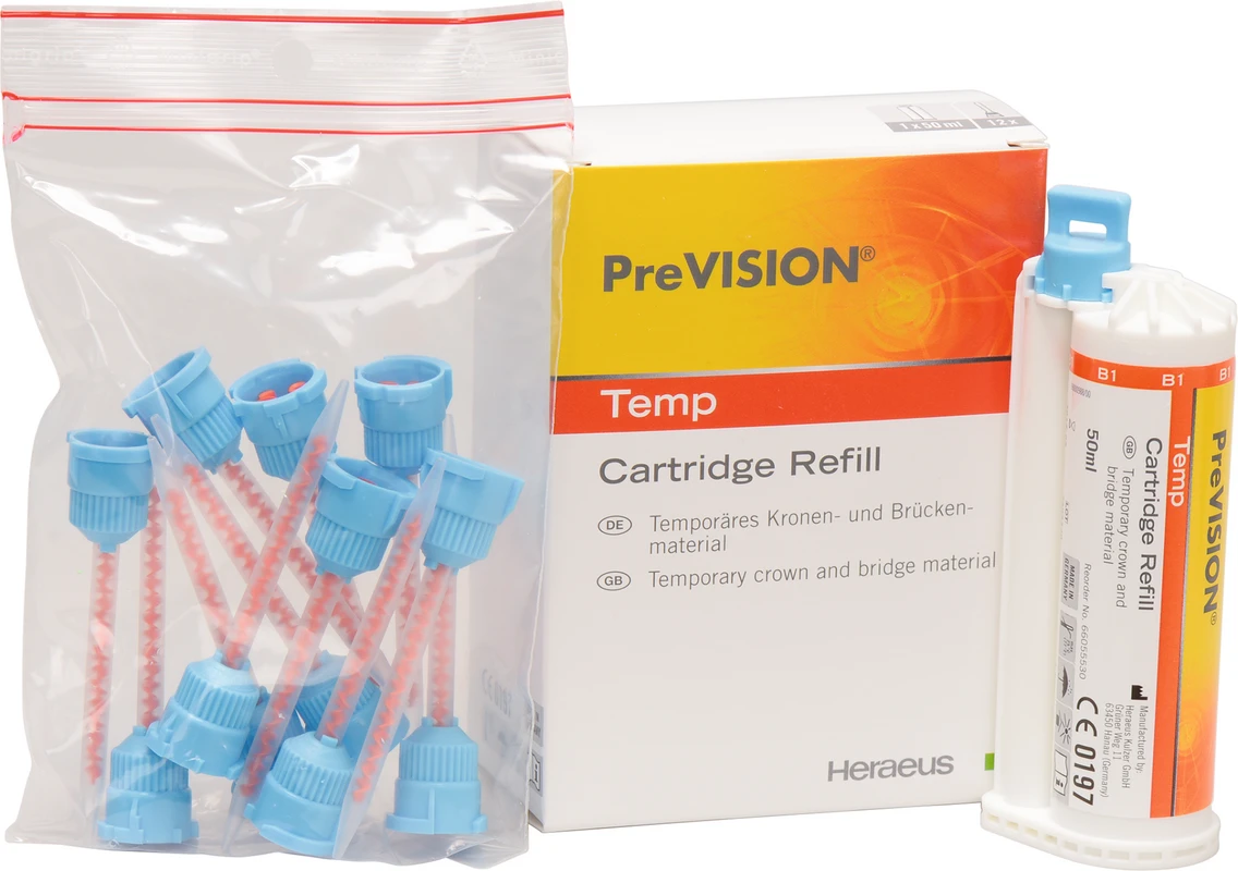 PreVISION® Temp Refill Packung 50 ml Doppelkartusche B1, 12 Mixing Tips