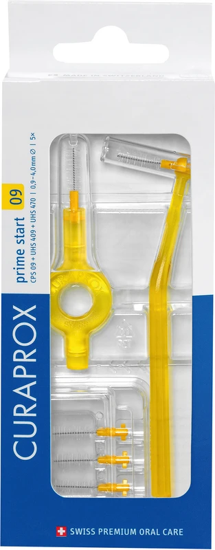 CURAPROX CPS prime start Packung 5 Bürsten 09 gelb, Ø 4 mm, 2 Halter (UHS 409, UHS 470)